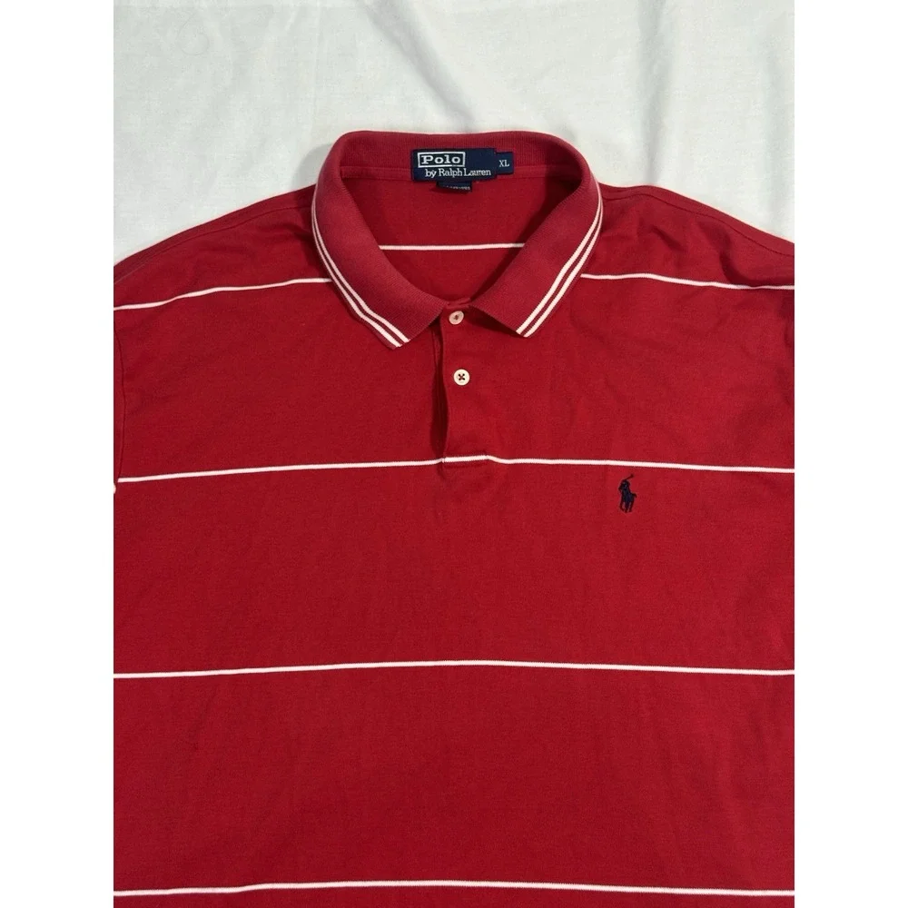 Polo by‎ Ralph Lauren men's XL red And White Striped short sleeved Polo
